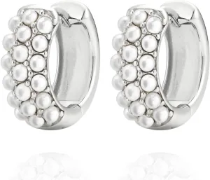 925 Sterling Silver 14K Gold Plated Elegant Shell Pearl Hoop Earrings