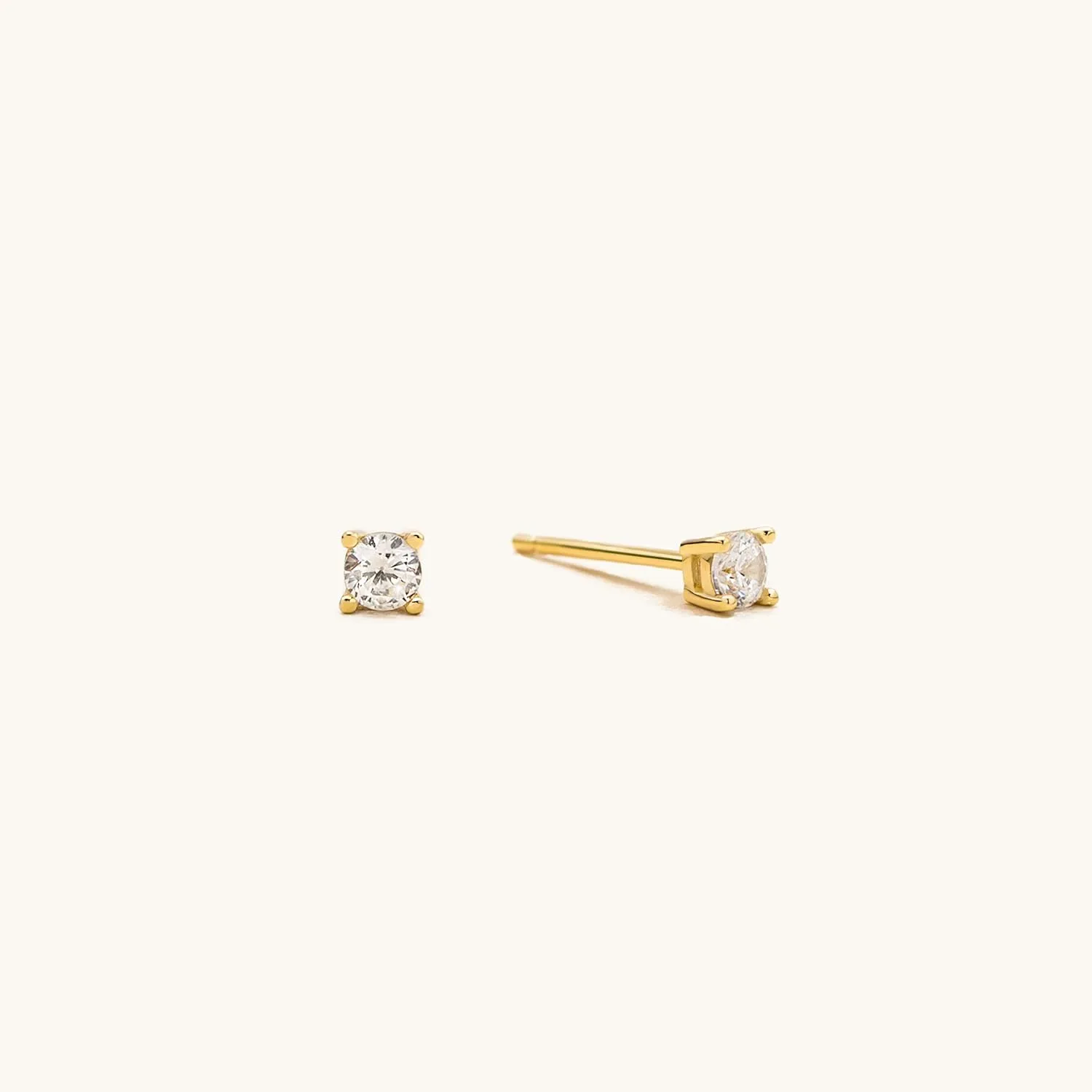 925 Sterling Silver 4 Prong Cubic Zirconia Stud Earrings for Women, Hypoallergenic, Sizes 2mm-6mm