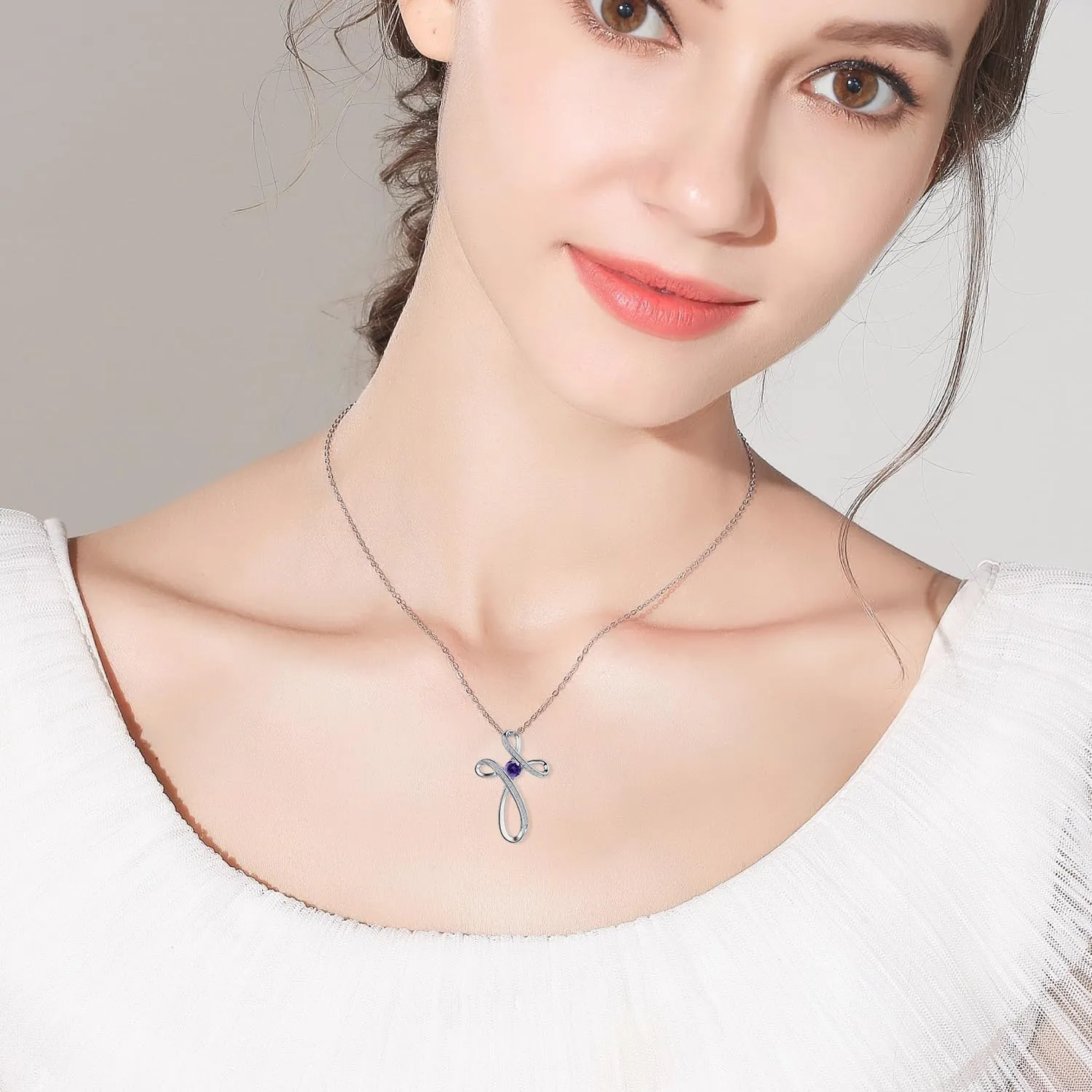 925 Sterling Silver Cross Necklace for Women, womens Elegant CZ Pendant Necklaces, Cubic Zirconia Celtic Crosses Jewelry, Hypoallergenic Trendy Birthday Baptism Confirmation Gift for Wife Mom Daughter