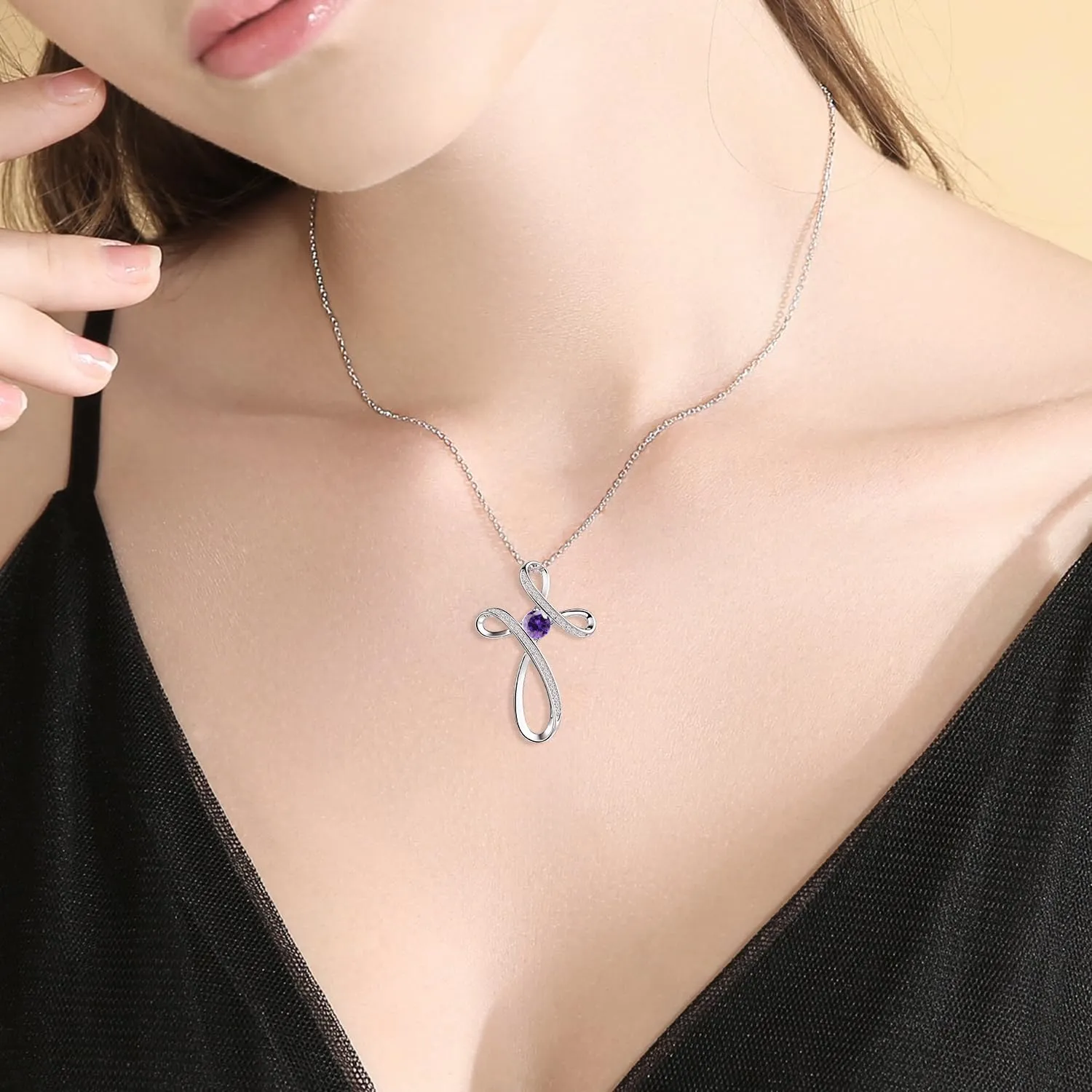 925 Sterling Silver Cross Necklace for Women, womens Elegant CZ Pendant Necklaces, Cubic Zirconia Celtic Crosses Jewelry, Hypoallergenic Trendy Birthday Baptism Confirmation Gift for Wife Mom Daughter