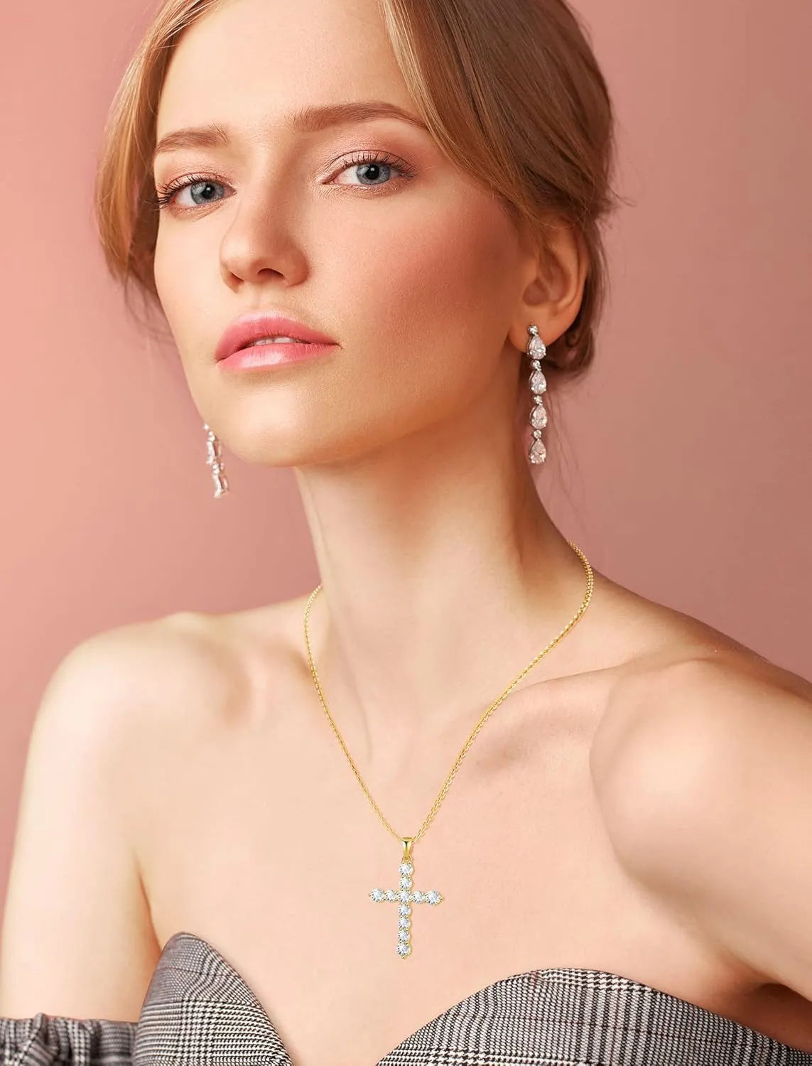 925 Sterling Silver Cross Necklaces for Women Infinity Cross Pendant Necklace Luxurious Princess Cut Twisted Faith Crucifix Birthday Christmas Gifts for Mom Wife Grandma, Chain Length 17.7" 2"