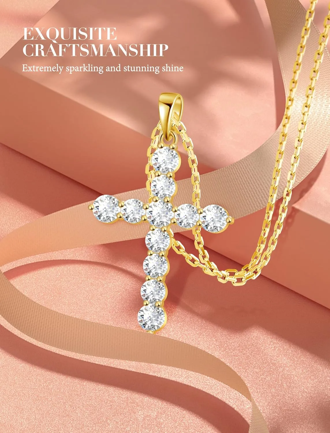 925 Sterling Silver Cross Necklaces for Women Infinity Cross Pendant Necklace Luxurious Princess Cut Twisted Faith Crucifix Birthday Christmas Gifts for Mom Wife Grandma, Chain Length 17.7" 2"