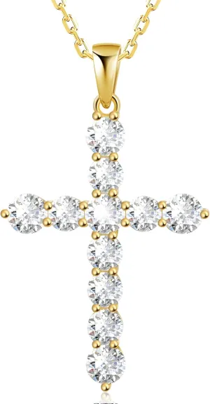 925 Sterling Silver Cross Necklaces for Women Infinity Cross Pendant Necklace Luxurious Princess Cut Twisted Faith Crucifix Birthday Christmas Gifts for Mom Wife Grandma, Chain Length 17.7" 2"
