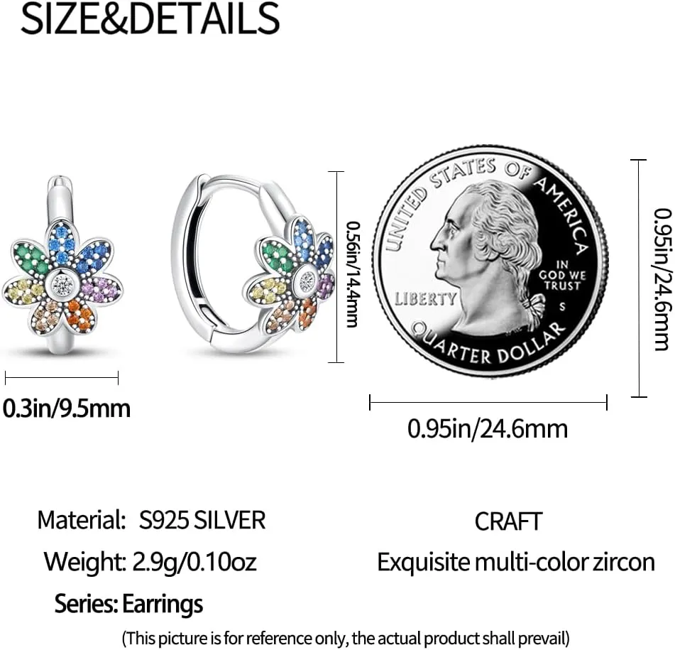 925 Sterling Silver Earrings Hypoallergenic Huggie Women Earrings CZ Colorful Hoop Earrings Anniversary as a Gift for Women
