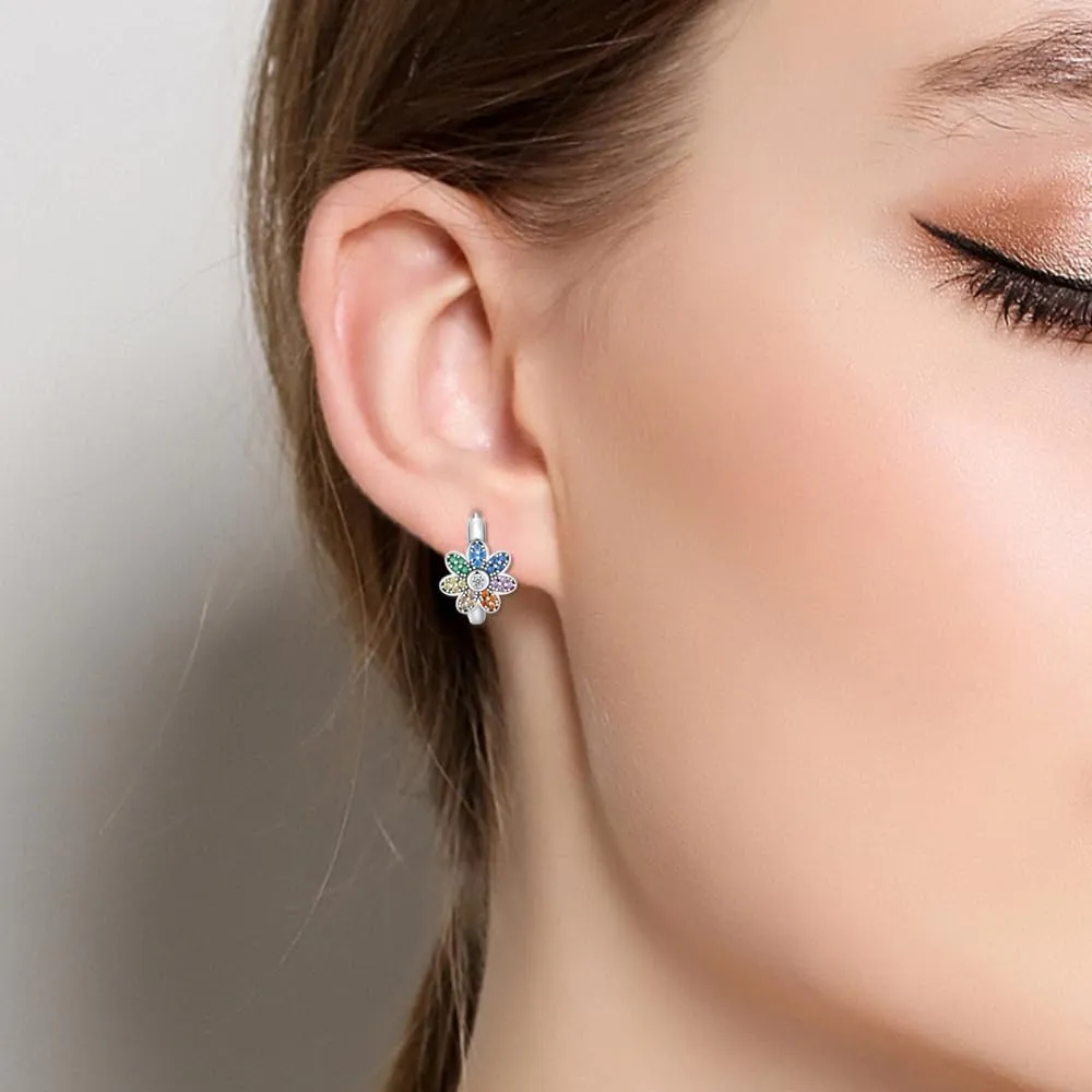 925 Sterling Silver Earrings Hypoallergenic Huggie Women Earrings CZ Colorful Hoop Earrings Anniversary as a Gift for Women