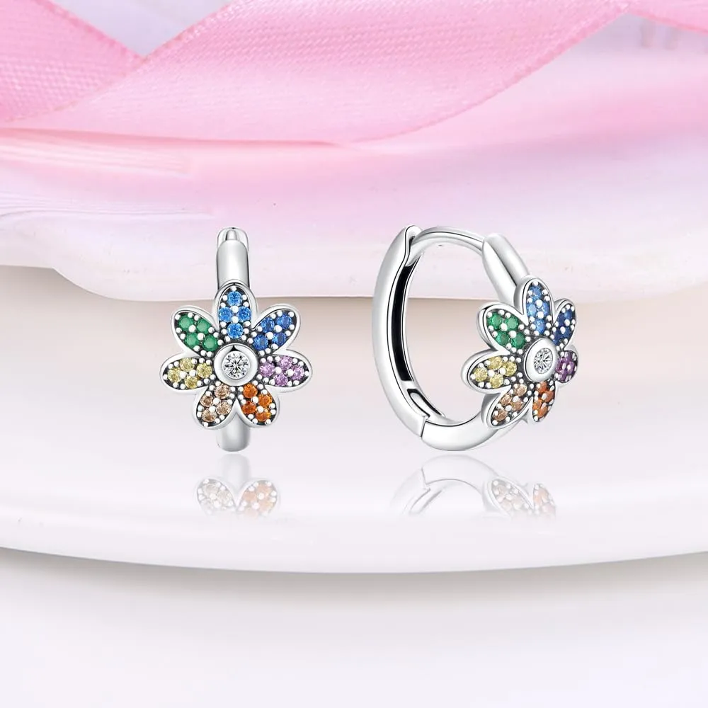 925 Sterling Silver Earrings Hypoallergenic Huggie Women Earrings CZ Colorful Hoop Earrings Anniversary as a Gift for Women