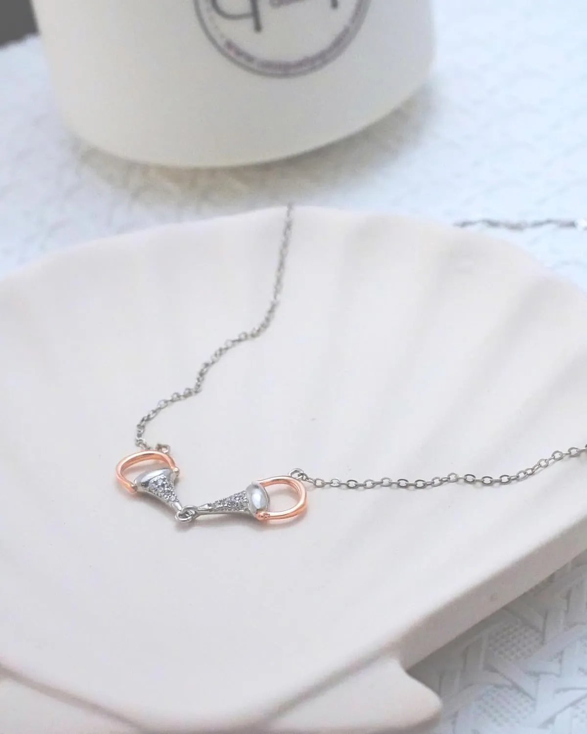925 Sterling Silver Horse Necklace. Horsebit & Stirrup Pendant Necklaces in Silver, 18K Gold, or Rose Gold Plating. Classy Jewelry Gift for Her