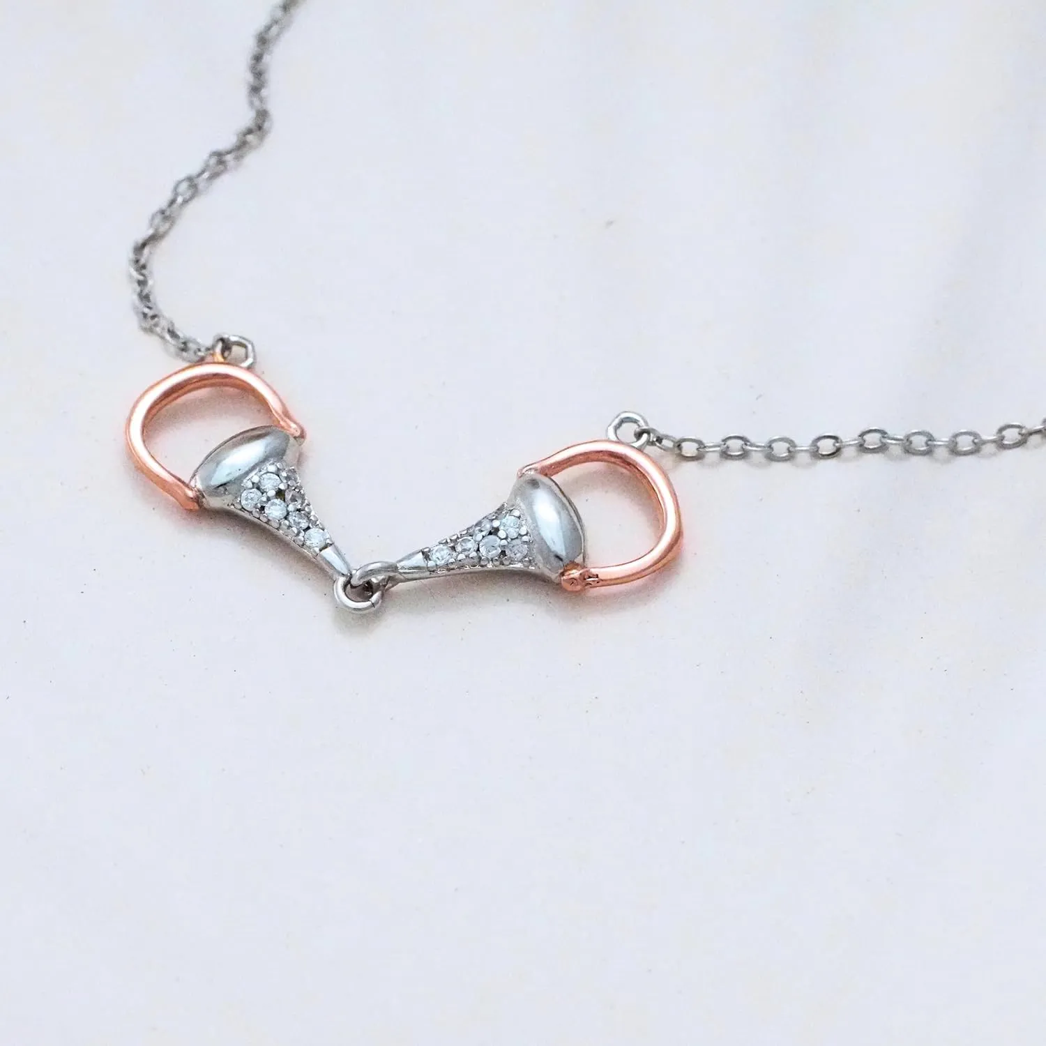 925 Sterling Silver Horse Necklace. Horsebit & Stirrup Pendant Necklaces in Silver, 18K Gold, or Rose Gold Plating. Classy Jewelry Gift for Her