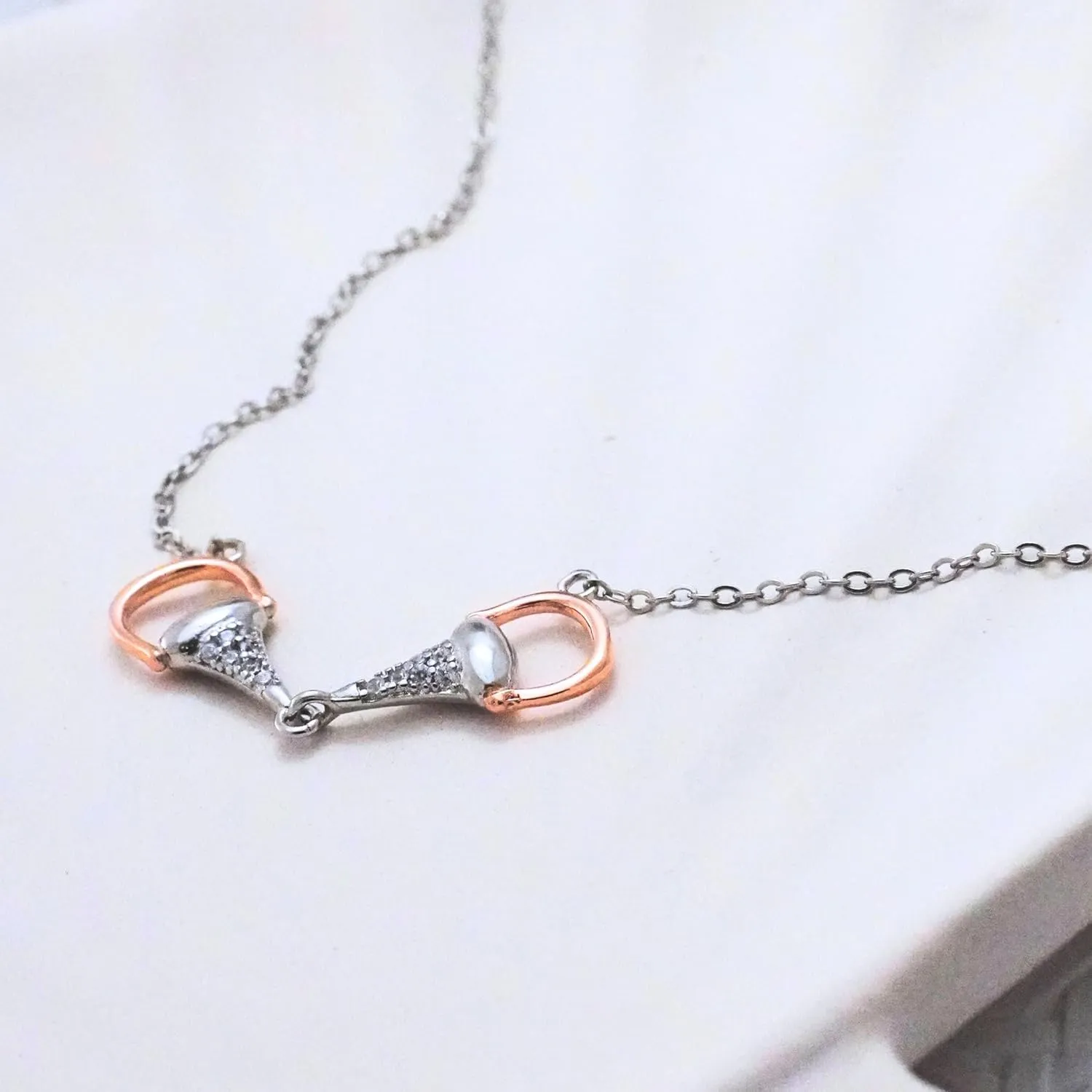 925 Sterling Silver Horse Necklace. Horsebit & Stirrup Pendant Necklaces in Silver, 18K Gold, or Rose Gold Plating. Classy Jewelry Gift for Her
