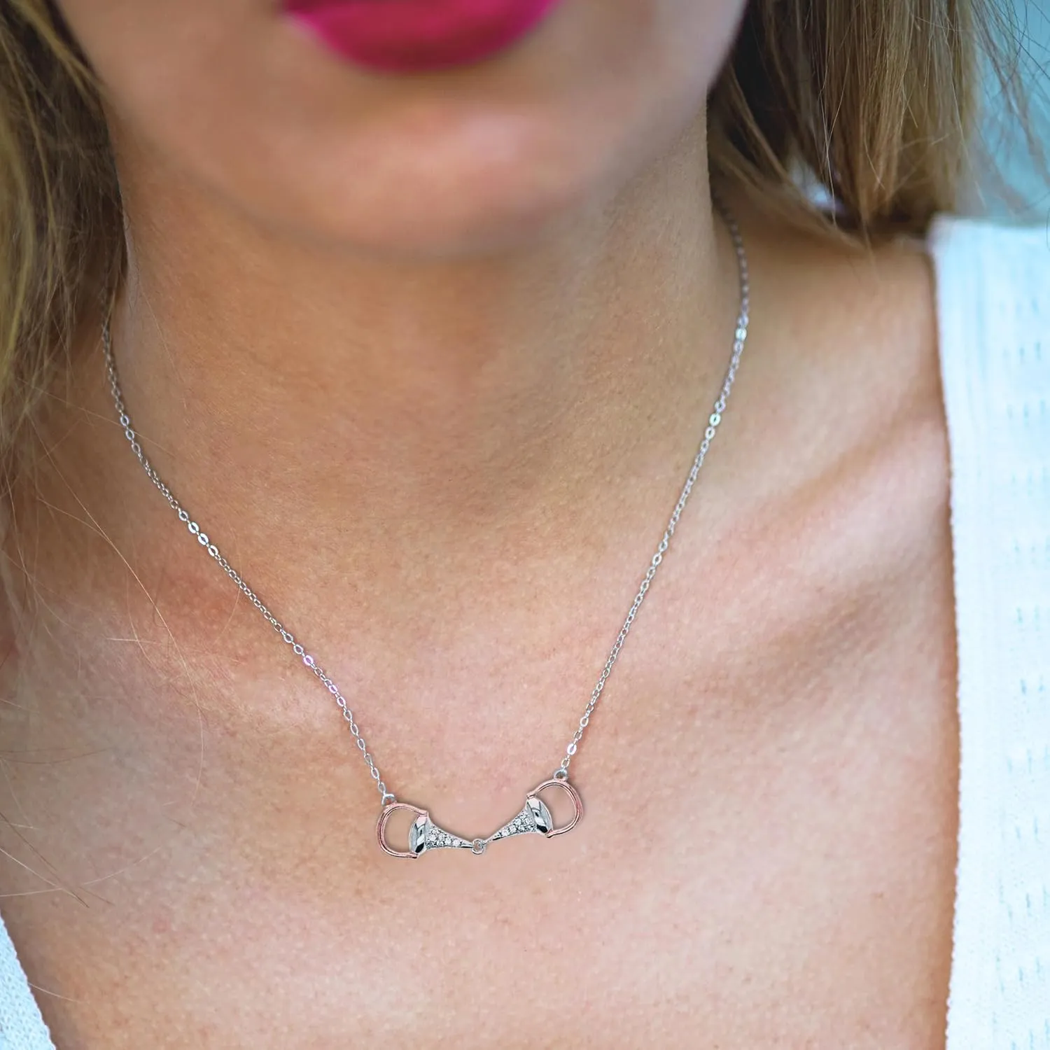 925 Sterling Silver Horse Necklace. Horsebit & Stirrup Pendant Necklaces in Silver, 18K Gold, or Rose Gold Plating. Classy Jewelry Gift for Her