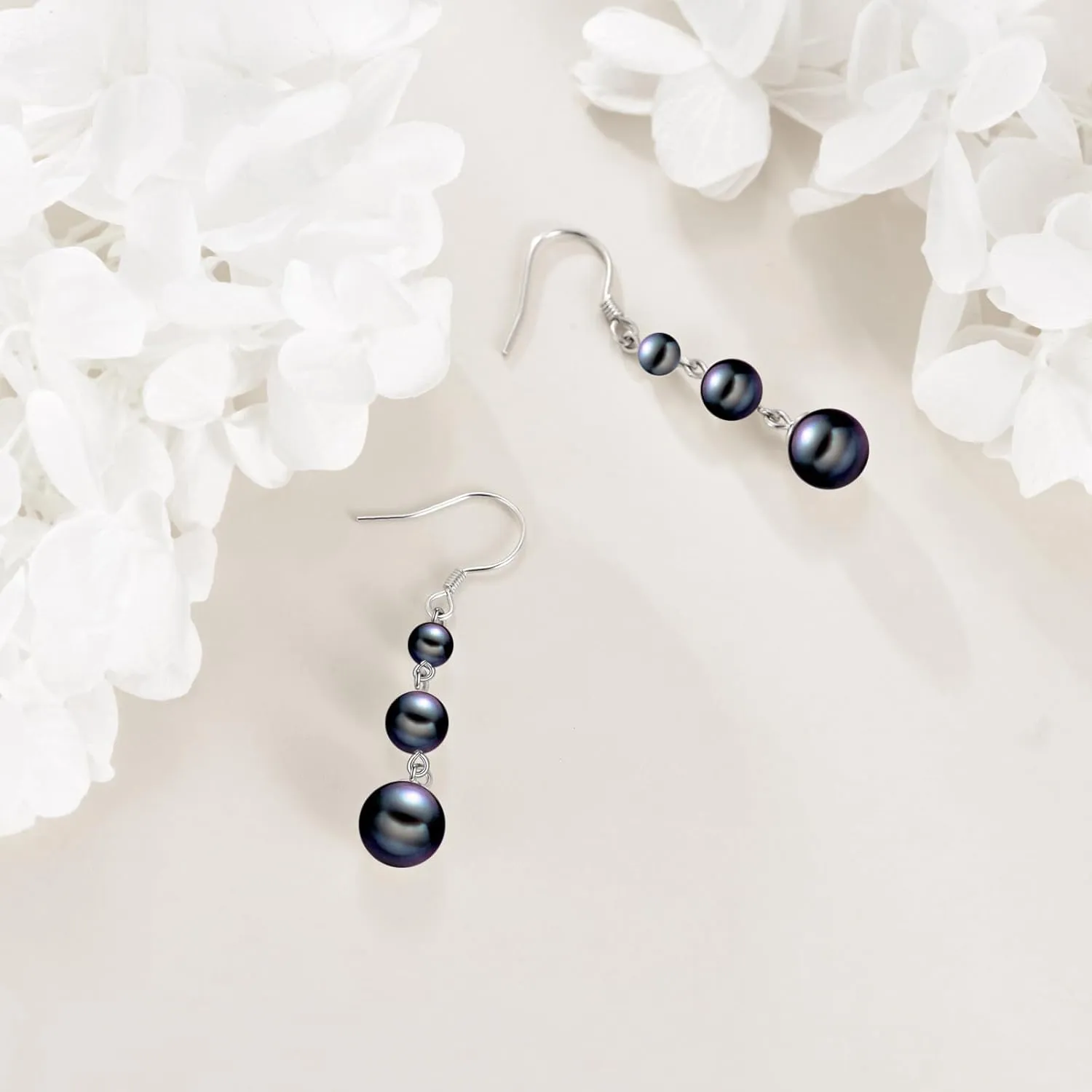 925 Sterling Silver Pearl Dangle Earrings Three Pearls Drop Jewelry Birthday Gifts for Women