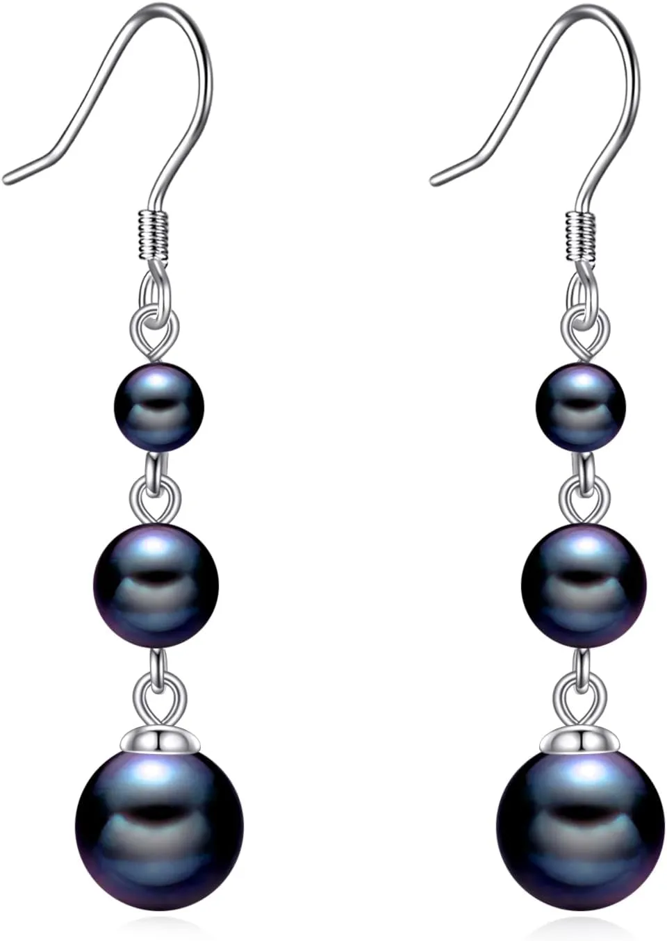 925 Sterling Silver Pearl Dangle Earrings Three Pearls Drop Jewelry Birthday Gifts for Women
