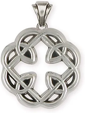 925 Sterling Silver-Plated Celtic Knot Cross Pendant Necklace  Handcrafted Father-Daughter Jewelry