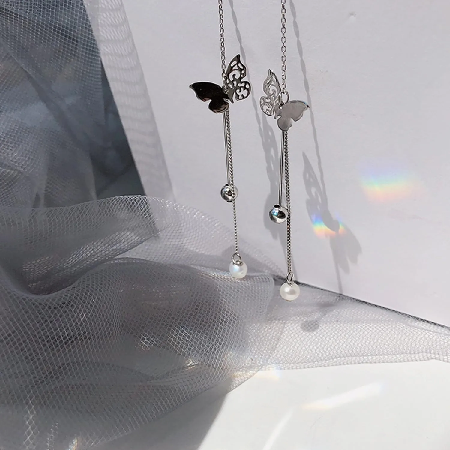 925 Sterling Silver Spiral Threader Earrings for Women Chain Tassel Earrings Handmade Twisted Pull Through Earrings for Women