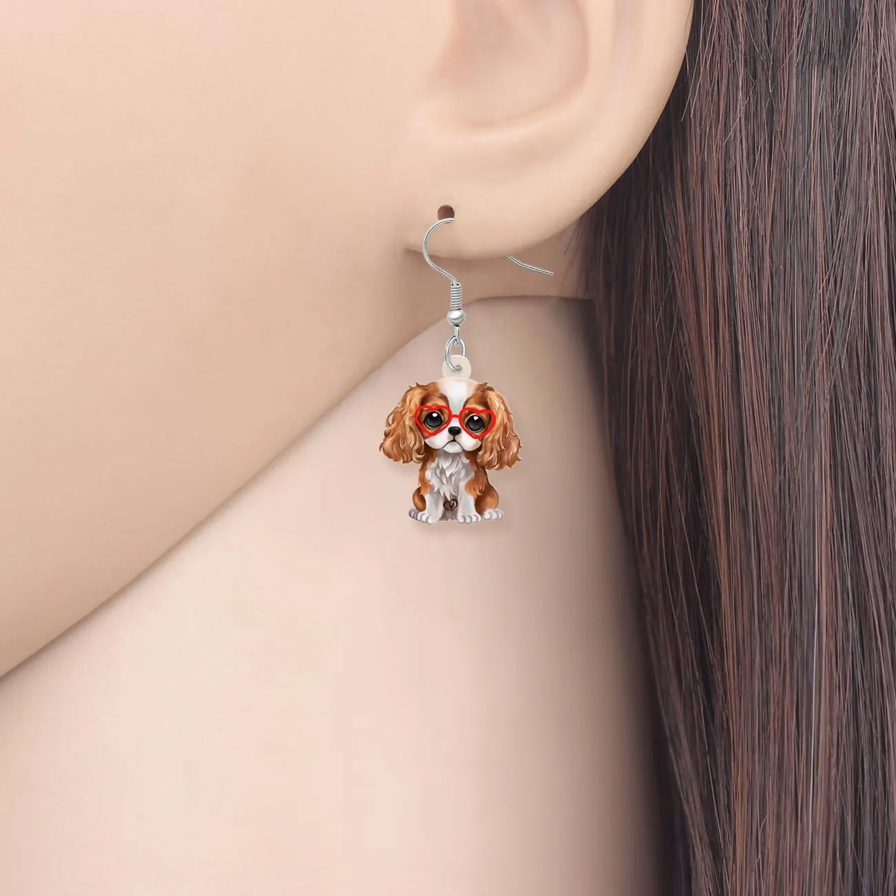 Acrylic Cute Cavalier King Charles Spaniel Dog Earrings Sweet Pets Puppy Dangle Jewelry Charm For Women Dog Lovers Gifts