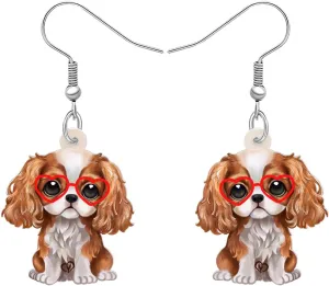 Acrylic Cute Cavalier King Charles Spaniel Dog Earrings Sweet Pets Puppy Dangle Jewelry Charm For Women Dog Lovers Gifts