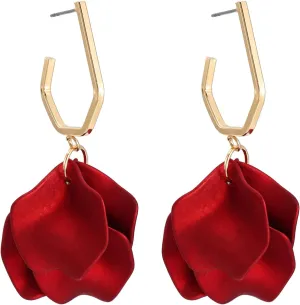 Acrylic Petal Earrings for Women, Long Rose Petal Dangle Earrings Boho Flower Statement Earrings Floral Jewelry