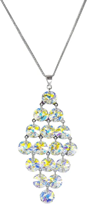 Aesthetic Dainty Boho Crystal Necklace- 925 Sterling Silver Handmade Unique Sparkle Chandelier Dangles with Fringed Pendant - Ideal Lightly Luxurious Jewelry Gift for Women