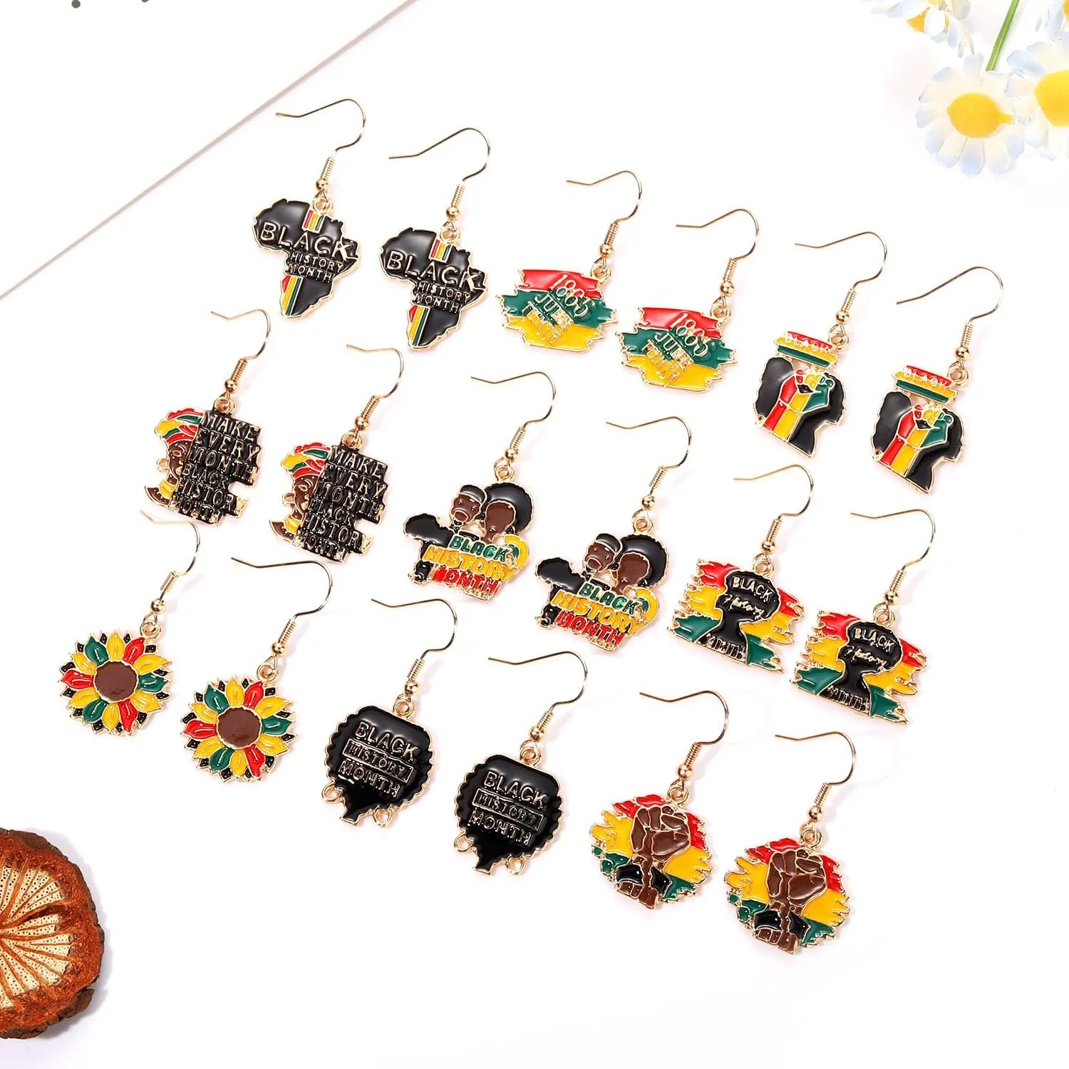 African Earrings for Women Enamel Africa Map Earrings Ethnic Juneteenth Earrings Black History Independence Day Earrings African Jewelry Gifts
