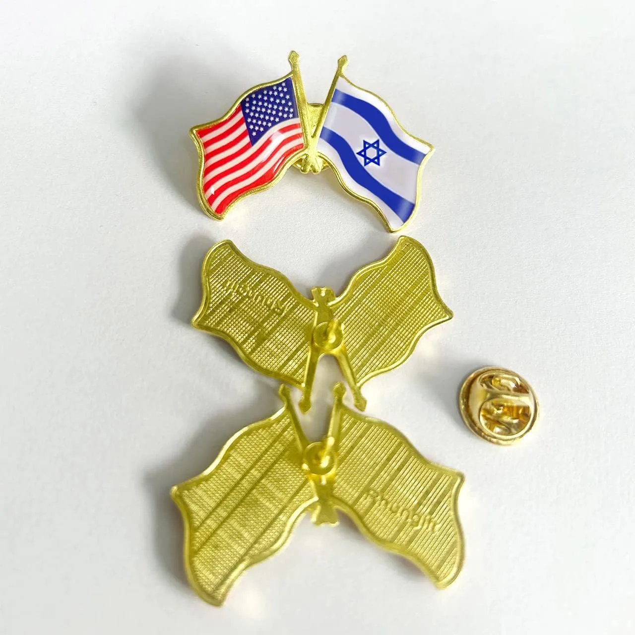 American US Israel Friendship 6/12/50/100 Pack Flag Pins - 1.5' Patriotic USA Support Israeli Badge Souvenirs - I Stand with Israel