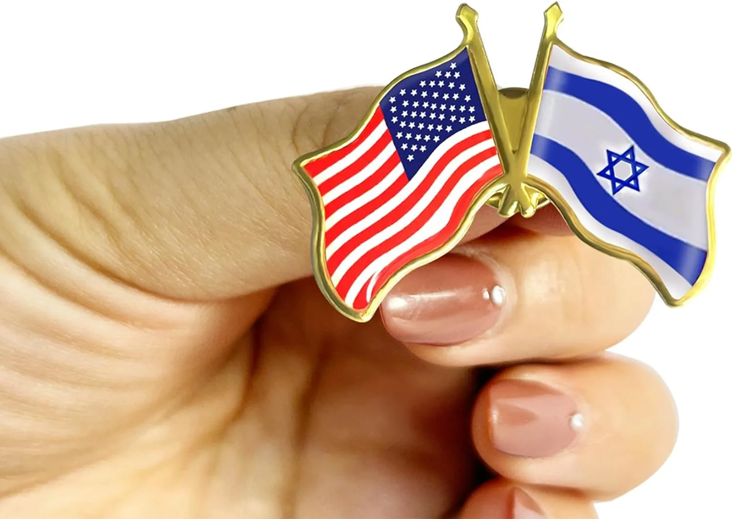 American US Israel Friendship 6/12/50/100 Pack Flag Pins - 1.5' Patriotic USA Support Israeli Badge Souvenirs - I Stand with Israel