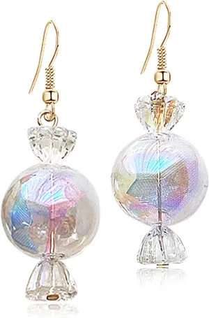 ANDPAI Funny Cute Colorful Sweet Glass Candy Dangle Drop Earrings Creative Chic Personalized Simulation Food Earrings for Women Statement Jewelry Gifts