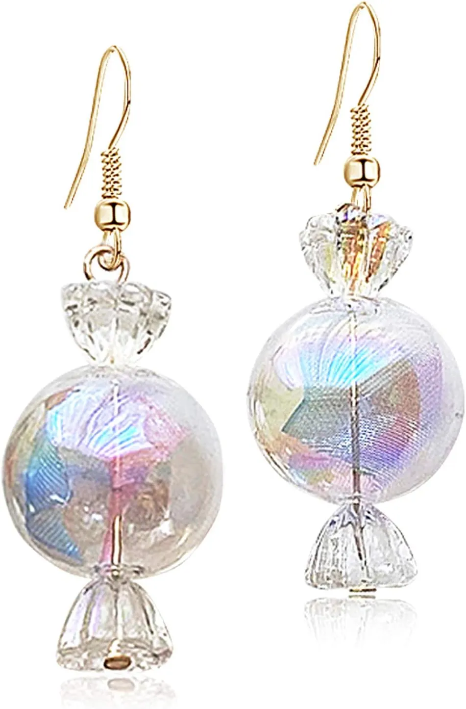 ANDPAI Funny Cute Colorful Sweet Glass Candy Dangle Drop Earrings Creative Chic Personalized Simulation Food Earrings for Women Statement Jewelry Gifts