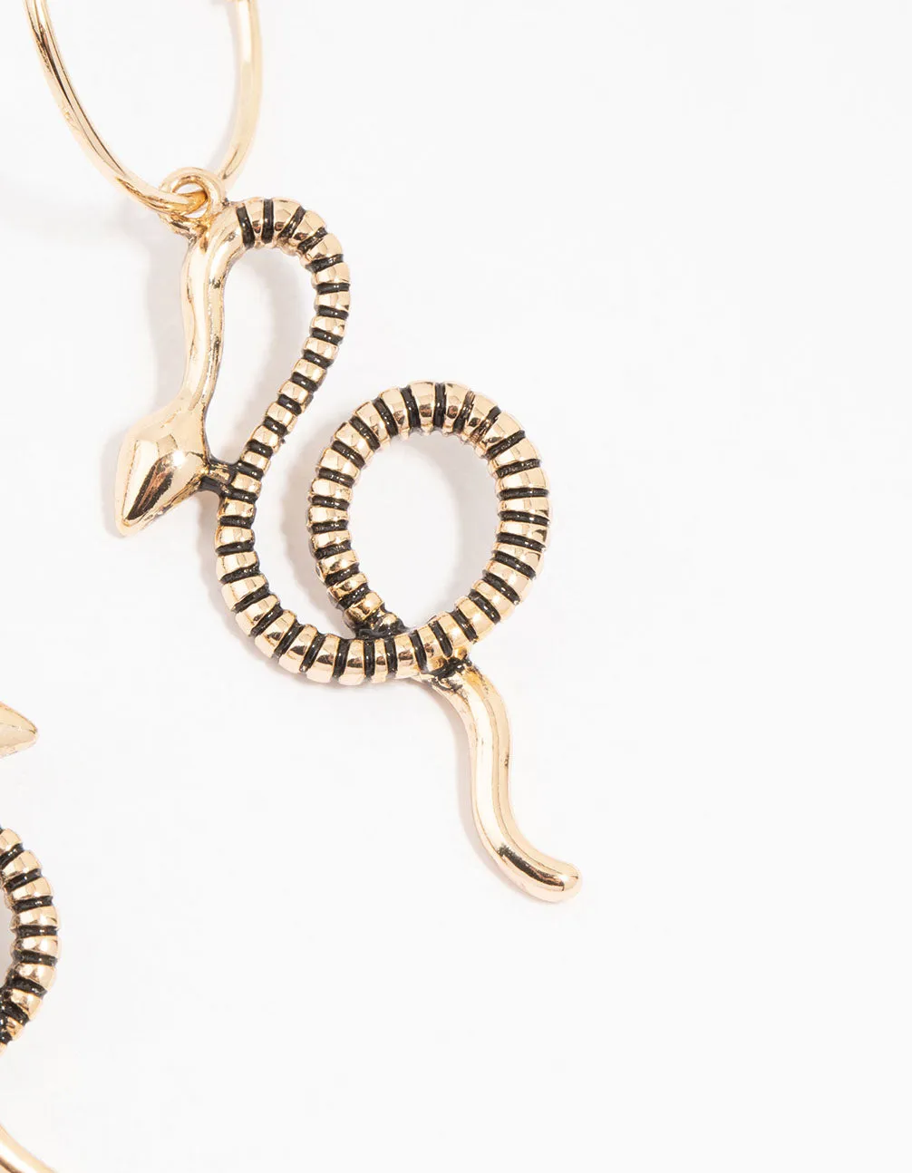 Antique Gold Snake Drop Earrings
