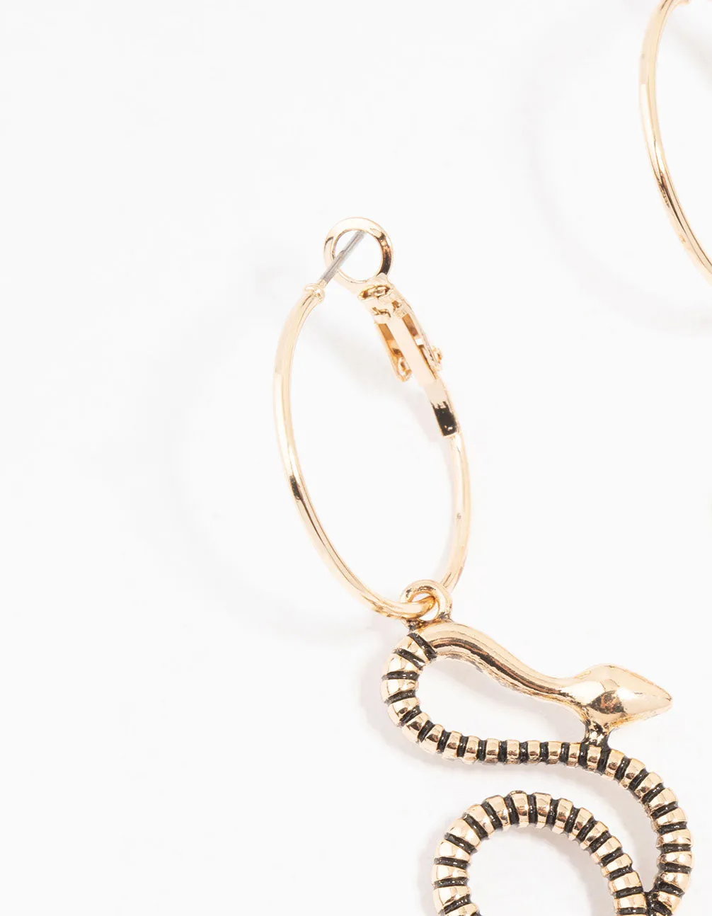 Antique Gold Snake Drop Earrings