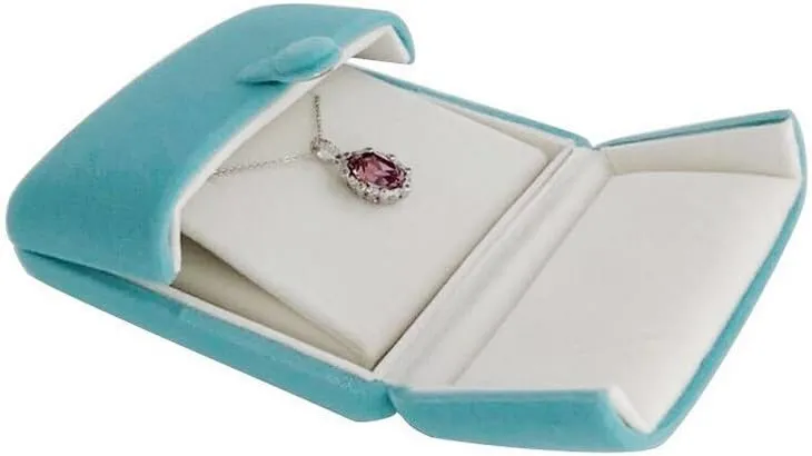 Aqua Packaging Case Premium Velvet Jewelry Gift Box Double Layer Function Necklace Earring Combo (Jewelry not included)