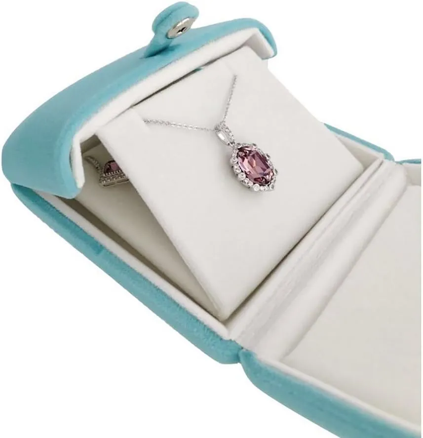 Aqua Packaging Case Premium Velvet Jewelry Gift Box Double Layer Function Necklace Earring Combo (Jewelry not included)