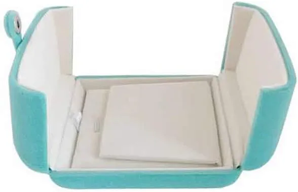 Aqua Packaging Case Premium Velvet Jewelry Gift Box Double Layer Function Necklace Earring Combo (Jewelry not included)