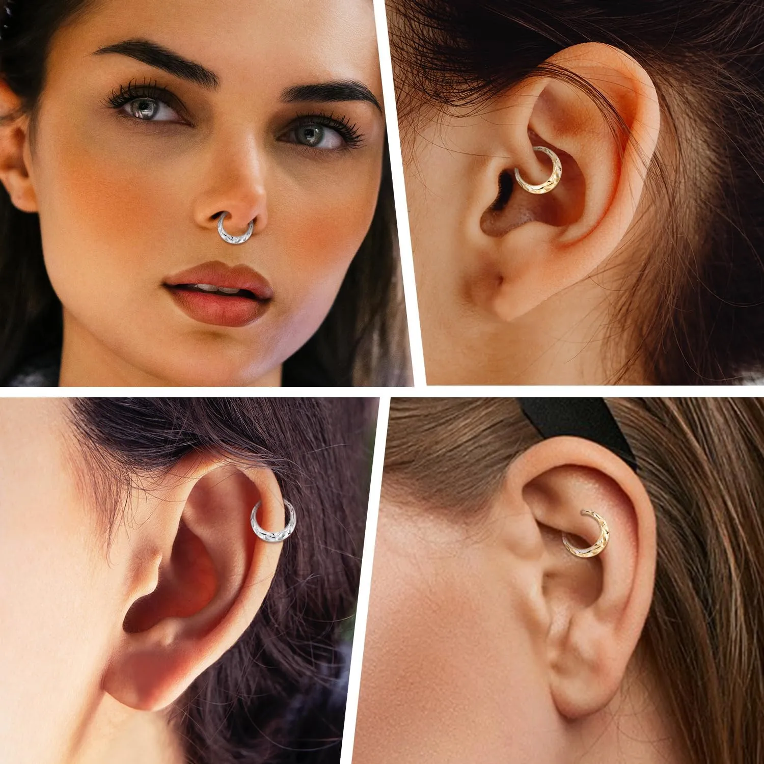 AROWRO Septum Jewelry 16G 316L Surgical Steel Septum Ring Nose Rings Hoops for Men Women Septum Piercing Jewelry Daith Earring Cartilage Tragus Rook Ear Lobe Piercing Jewerly