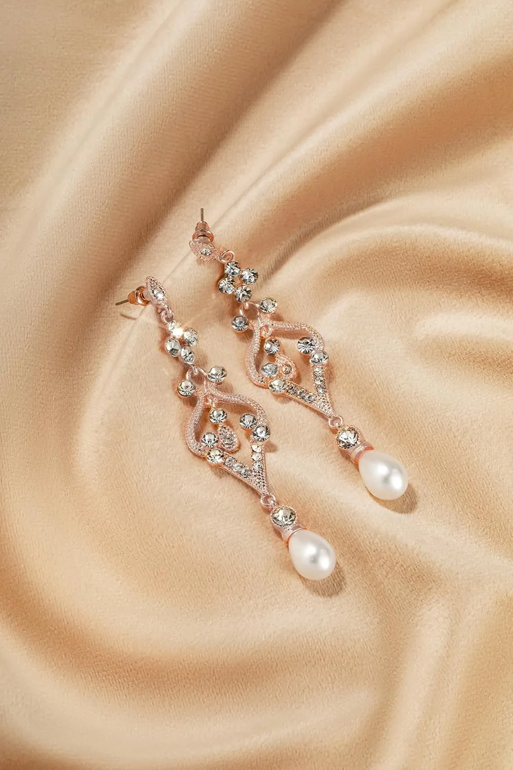 BABEYOND 1920s Flapper Art Deco Gatsby Earrings 20s Flapper Gatsby Accessories Vintage Wedding Dangle Pearl Earrings