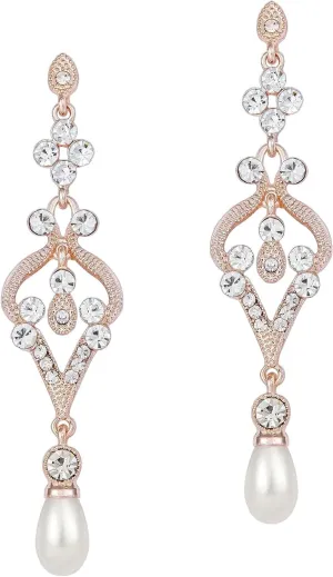 BABEYOND 1920s Flapper Art Deco Gatsby Earrings 20s Flapper Gatsby Accessories Vintage Wedding Dangle Pearl Earrings