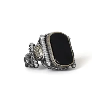 BayVog Onyx Stone Silver Ring for Men, 925 Sterling Silver with Black Stone, Black Onyx Mens Ring, Handmade Mens Ring, Men Gemstone Ring, Silver Ring with Stone