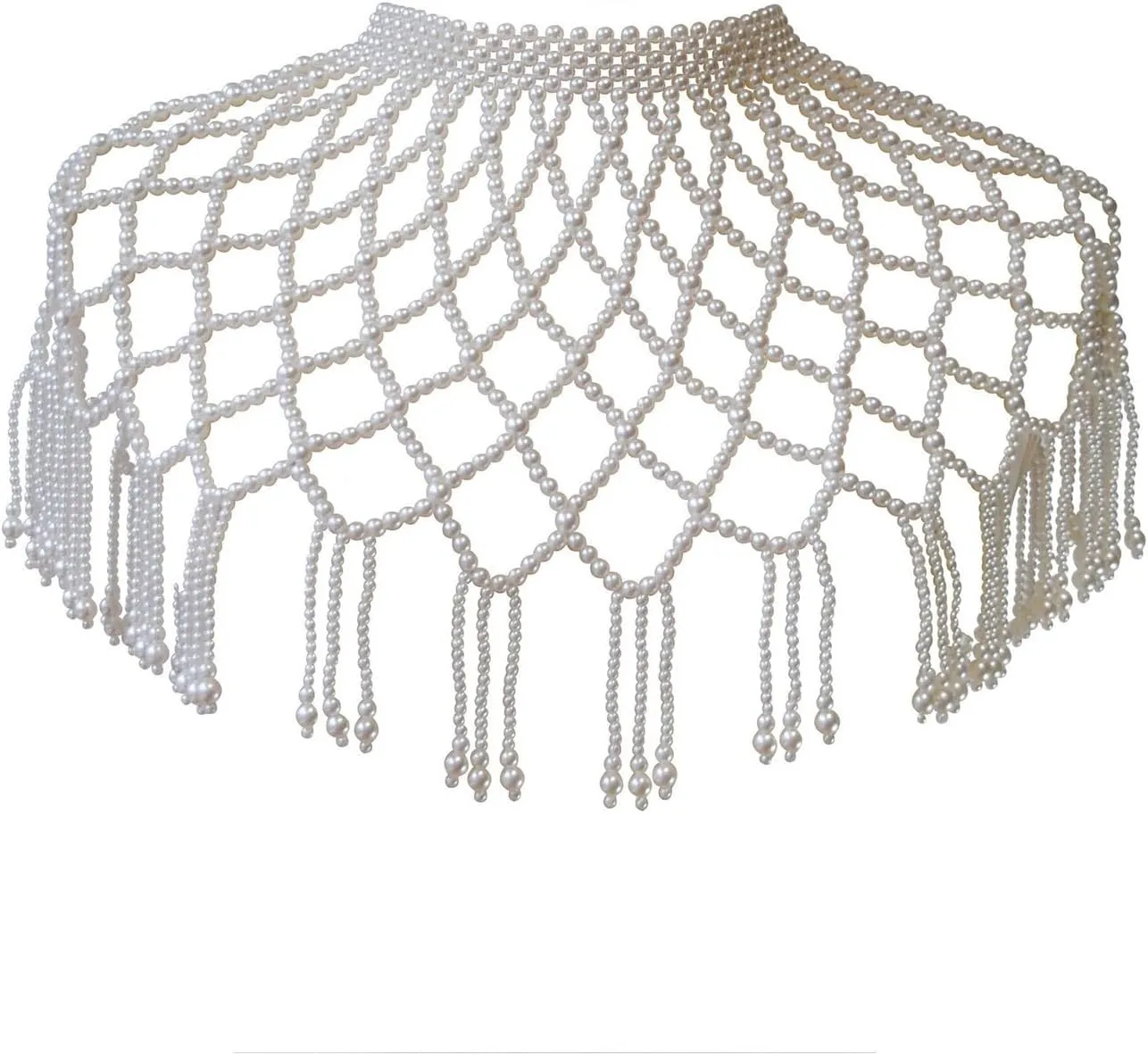 Beaded Shoulder Necklace Artificial Pearl Shawl Body Chain Luxurious Body Jewelry For Parties And Performances