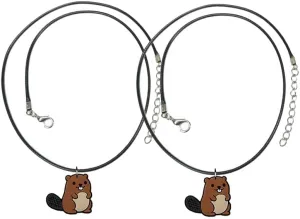 Beaver Pendant Necklace Bracelet Neck Wrist or Ankle Yazzle Dazzle Set of 2