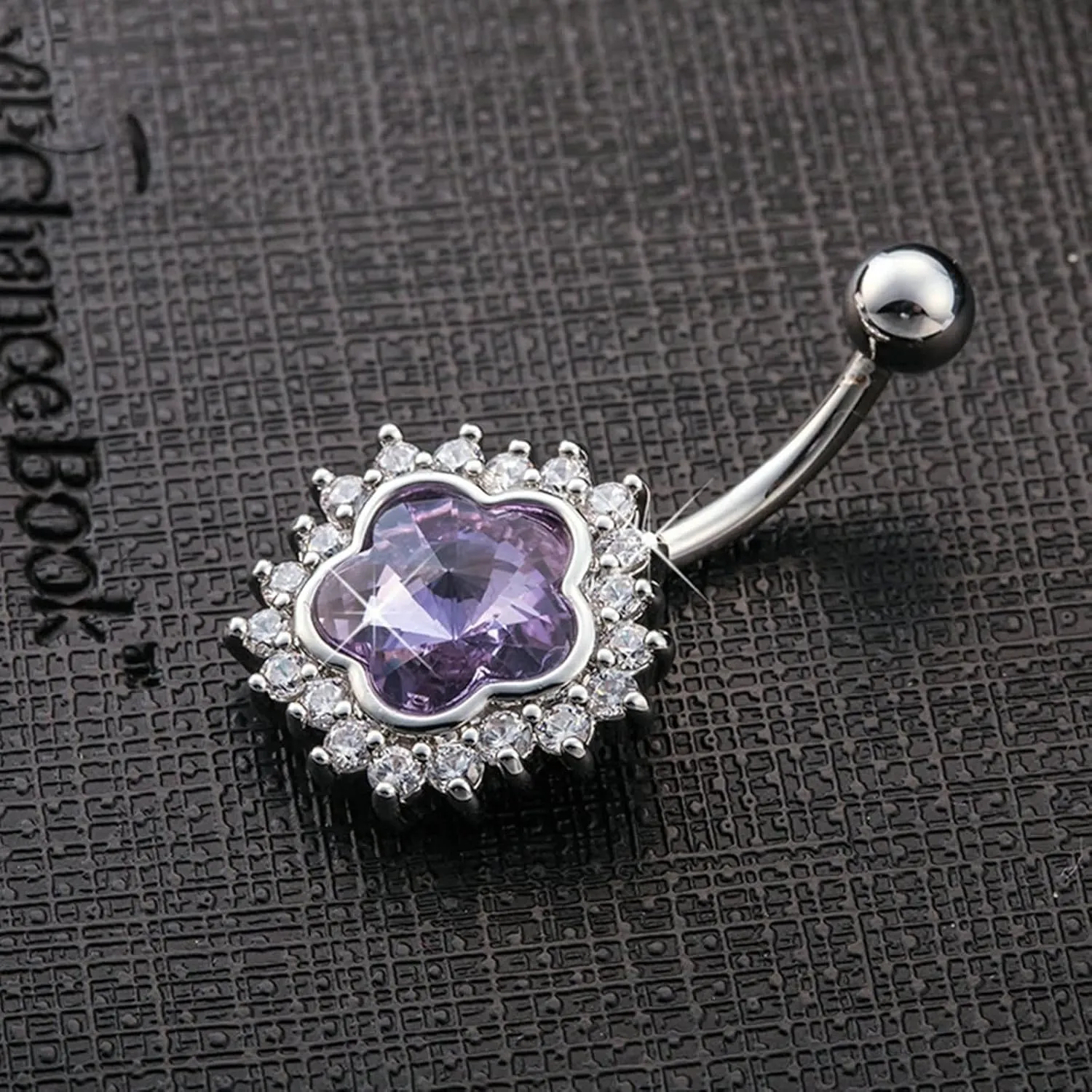 Belly Button Jewelry Flower, Belly Ring Stainless Steel Navel Ring Body Piercing Cubic Zirconia Unique Gifts for Women