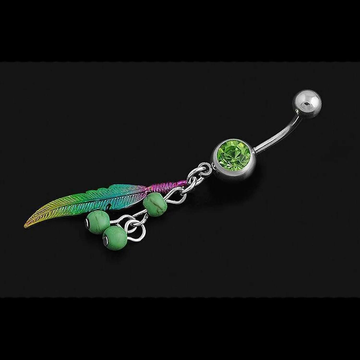 Belly Button Ring, Belly Ring Bulk Unique Stainless Steel Navel Rings Belly Button Nails Feather Turquoise
