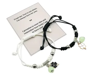 Best Friend Bracelets, Couples Matching Bracelet, His and Her Lover - Black and White Bracelet, Glow In The Dark - Matching Friendship Set, Boyfriend Girlfriend Anniversary Gift, Set of 2