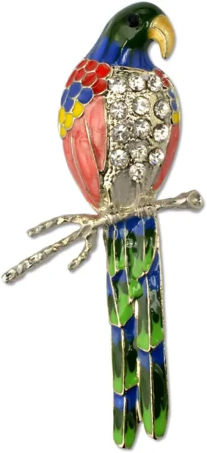 BESTYASH Colorful Parrot Pattern Breast Pin Brooch for Women Green Rhinestone and Imitation Pearl Design Stylish Animal Jewelry Accessory Fashion Lovers