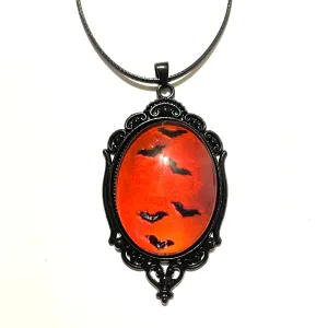 Big Red Bats Cameo Pendant Necklace