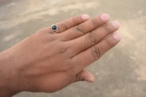 Black Onyx Stone Ring, Handmade 925 Sterling Silver Rings for Women Girls, Natural Gemstone Ring US size 8 Solitaire Ring, Round Stone Ring, Minimalist Birthstone Gift Jewelry for her