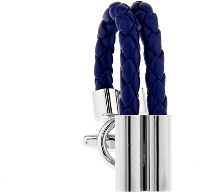Blue Leather Chain Men's French Shirt Unique Wedding Groom Cufflinks