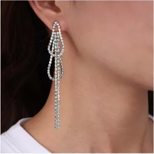 Boho Rhinestone Chandelier Earrings Sparkly Chain Drop Earrings Crystal Tassel Dangle Earrings Gold Long Rhinestone Earrings Jewelry for Women and Girls