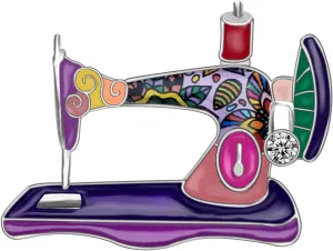 Bonsny Enamel Alloy Rhinestone Sewing Machine Brooches Pin Jewelry For Women Girls Novelty Gift Charms