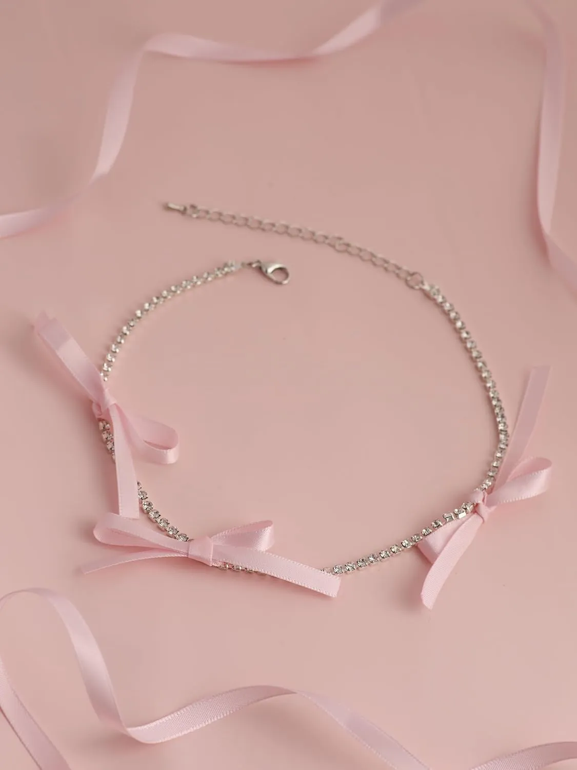 Bow Coquette Tennis Choker Necklace Jewelry for Women, Simple Bow Necklaces Aesthetic, Romantic Gifts for Women Trendy Stuff for Teen Girls In Their Her 20s