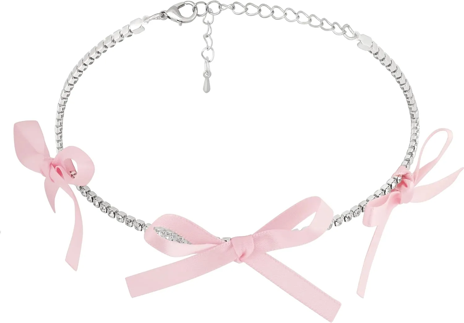 Bow Coquette Tennis Choker Necklace Jewelry for Women, Simple Bow Necklaces Aesthetic, Romantic Gifts for Women Trendy Stuff for Teen Girls In Their Her 20s