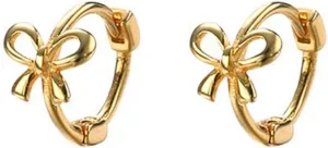 Bow Huggie Earrings Gold Tiny Bow Ribbon Hoop Earrings for Women Small Circle Bow Tie Cartilage Earrings Jewelry Gift